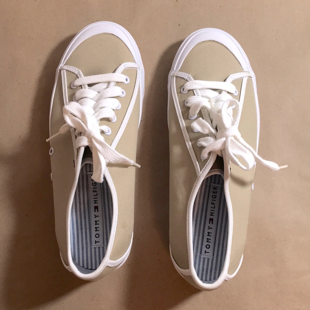 WOMENS Tommy Hilfiger Tennis Shoes Tan Sneakers